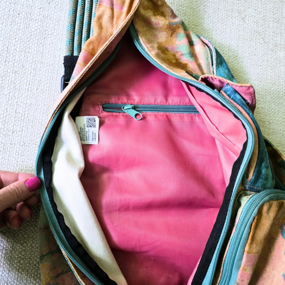 KAVU Rope Bag Canvas Crossbody Sling Backpack Purse Coastal Tie Dye Pattern - Picture 4 of 6